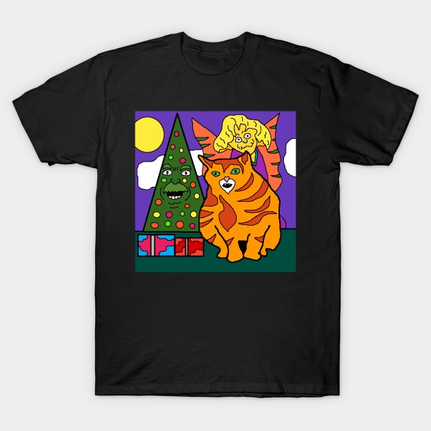 fairy cat Christmas with presents T-Shirt by Catbrat